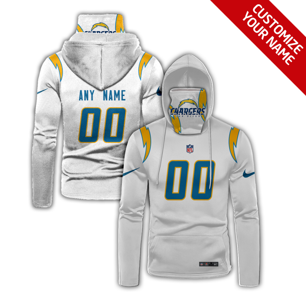 Men's Los Angeles Chargers White 2020 Customize Hoodie Mask